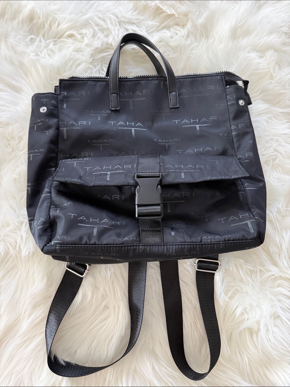 Tahari Black Logo Backpack Tote - NWOT